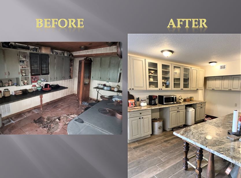 Kitchen Before and after Fire Restoration