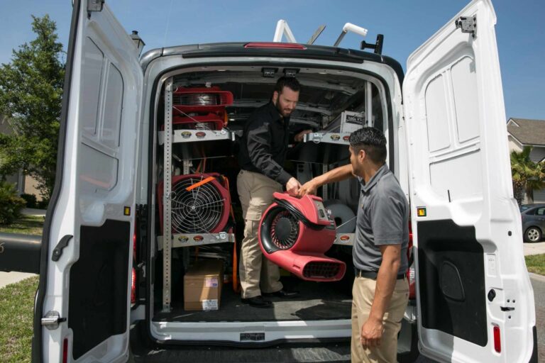 Paul Davis Restoration of Orlando technicians unloading emergency equipment for restoration services in Orlando, FL